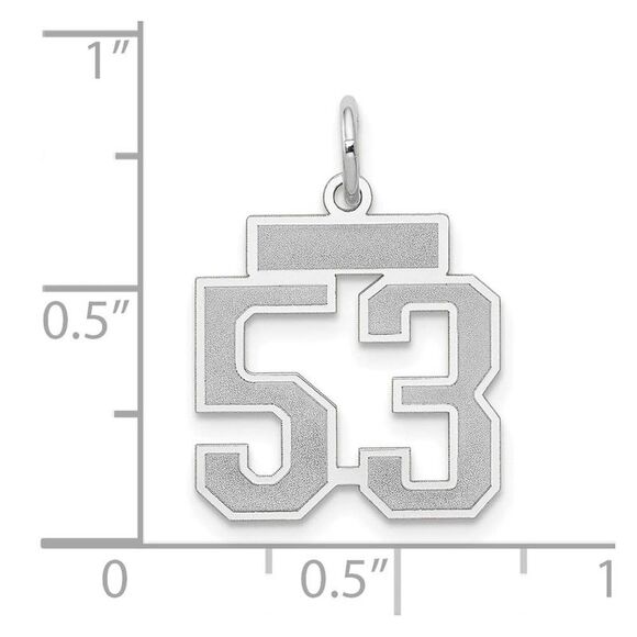 14k White Gold, Jersey Collection, Small Number 53 Pendant - Picture 3 of 4